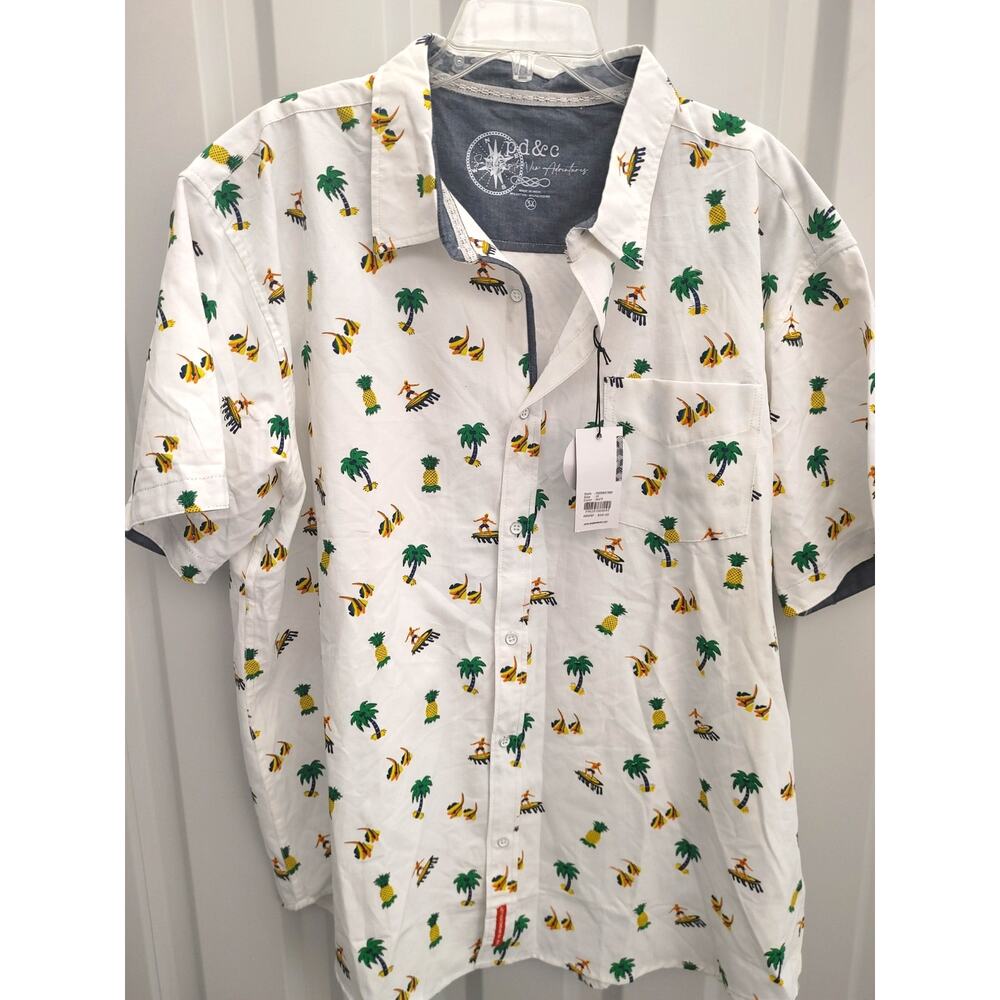 pd&c Men's Shirt Button Front 3X Hawaii Surf Pineapple Aloha NWT